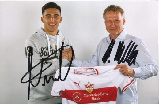Nicolas Gonzalez + Michael Reschke  VFB Stuttgart  Fußball Autogramm Foto original signiert 