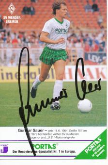 Gunnar Sauer    SV Werder Bremen  Fußball Autogrammkarte original signiert 