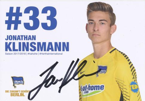 Jonathan Klinsmann  2017/2018  Hertha BSC Berlin  Fußball Autogrammkarte original signiert 