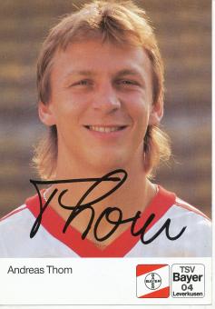 Andreas Thom  20.8.1990   Bayer 04 Leverkusen  Fußball Autogrammkarte original signiert 