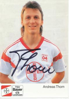 Andreas Thom  26.3.1990   Bayer 04 Leverkusen  Fußball Autogrammkarte original signiert 