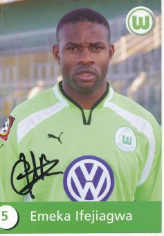 Emeka Ifejiagwa   2000/2001  VFL Wolfsburg  Fußball Autogrammkarte original signiert 