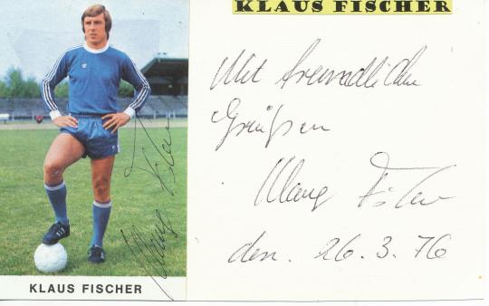 2 x Klaus Fischer  FC Schalke 04  Fußball Autogramm Karte  original signiert 