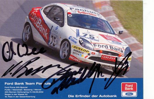 Funke & Marschall & Basseng & Werner   Ford  Auto Motorsport  Autogrammkarte  original signiert 