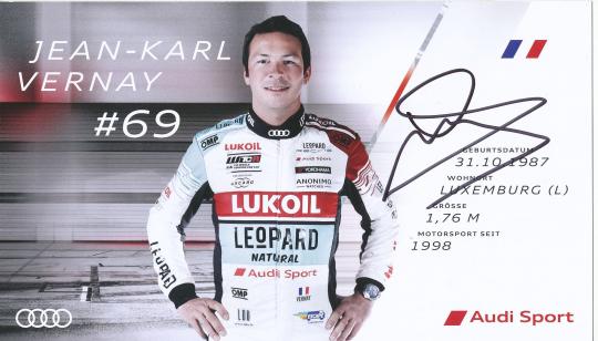 Jean Karl Vernay  Audi  Auto Motorsport  Autogrammkarte  original signiert 