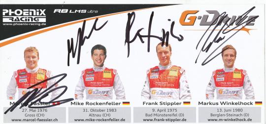 Fässler & Rockenfeller & Stippler & Winkelhock  Audi  Auto Motorsport  Autogrammkarte  original signiert 