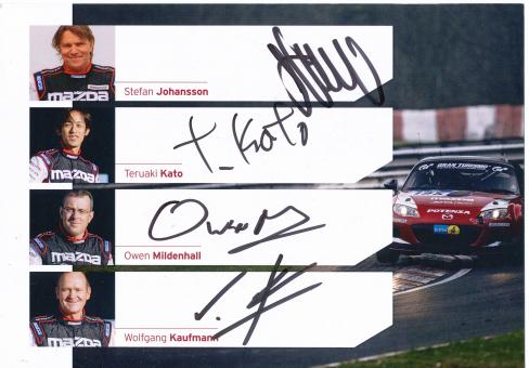 Stefan Johansson & Teruaki Kato & Mildenhall & Kaufmann  Auto Motorsport 15 x 21 cm Autogrammkarte  original signiert 