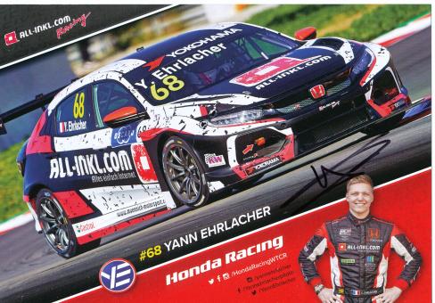 Yann Ehrlacher   Auto Motorsport 15 x 21 cm Autogrammkarte  original signiert 