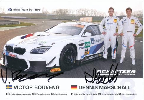 Victor Bouveng & Dennis Marschall   BMW Auto Motorsport 15 x 21 cm Autogrammkarte  original signiert 