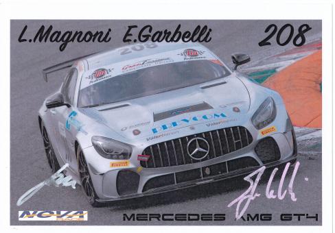 L. Magnoni & E. Garbelli  Mercedes Auto Motorsport 15 x 21 cm Autogrammkarte  original signiert 