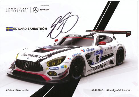 Edward Sandström  Mercedes Auto Motorsport 15 x 21 cm Autogrammkarte  original signiert 