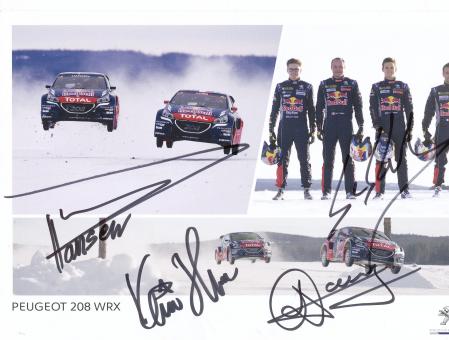 Sebastian Loeb & Timmy Hansen & Davy Jeanney  & Kevin Hansen   Ralley  Auto Motorsport Autogrammkarte original signiert 