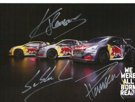 Sebastian Loeb & Timmy Hansen & Kevin Hansen   Ralley  Auto Motorsport Autogrammkarte original signiert 