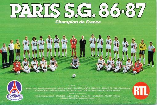 PSG  1986/1987 Paris Saint Germain  Fußball Autogrammkarte 