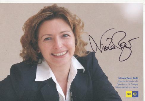 Nicola Beer  FDP  Politik  Autogrammkarte original signiert 