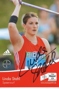 Linda Stahl  Leichtathletik  Autogrammkarte original signiert 