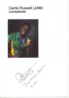 Carrie Russell  Jamaika   Leichtathletik Autogramm Karte original signiert 