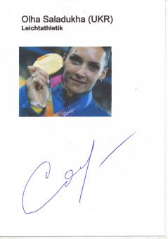 Olha Saladukha  Ukraine   Leichtathletik Autogramm Karte original signiert 