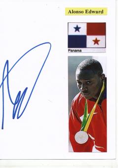 Alonso Edward  Panama  Leichtathletik Autogramm Karte original signiert 