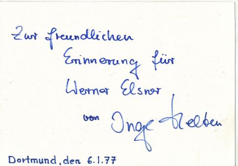 Inge Helten  Leichtathletik Autogramm Karte original signiert 