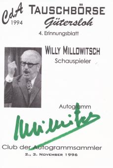 Willy Millowitsch † 1999  Film & TV  Autogrammkarte  original signiert 