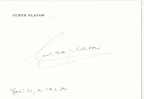 Curth Flatow † 2011  Drehbuchautor  Literatur  Autogramm Karte  original signiert 