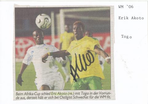 Erik Akoto  Togo WM 2006  Fußball  Autogramm Blatt  original signiert 