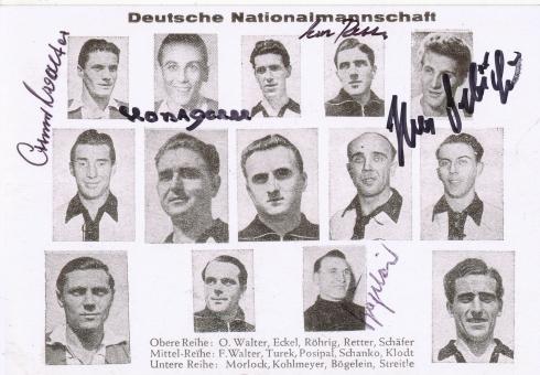 DFB 1952  Horst Eckel,Ottmar Walter,Retter, Hans Schäfer,Bögelein  Mannschaftsfoto original signiert 