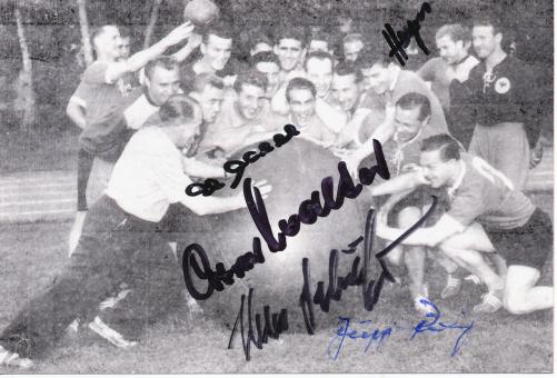 DFB 1955  Hans Schäfer,Ottmar Walter,Eckel,Röhrig,Harpers  Mannschaftsfoto original signiert 