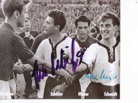 DFB 1958 Hans Schäfer,Karl Schmidt  Mannschaftsfoto original signiert 