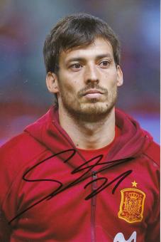 David Silva  Spanien  Fußball Autogramm  Foto original signiert 