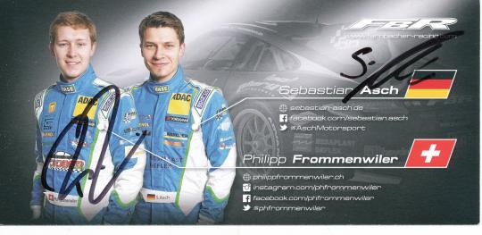 Sebastian Asch & Philipp Frommenwiler  Auto Motorsport  Autogrammkarte original signiert 