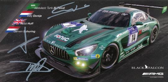 Al Faisal & Robb Huff & Gerwin Schuring  Auto Motorsport  Autogrammkarte original signiert 