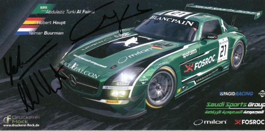 Al Faisal & Yelmer Buurman & Hubert Haupt  Auto Motorsport  Autogrammkarte original signiert 