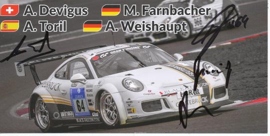 Toril & Bjørn Hansen & Farnbacher & Weishaupt  Auto Motorsport  Autogrammkarte original signiert 
