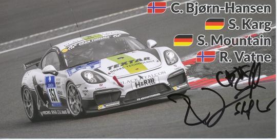 Vatnel & Bjørn Hansen & Mountain & Karg  Auto Motorsport  Autogrammkarte original signiert 