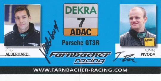 Jürg Aeberhard & Tomas Pivoda  Porsche  Auto Motorsport  Autogrammkarte original signiert 