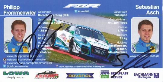 Philipp Frommenwiler & Sebastian Asch  Auto Motorsport  Autogrammkarte original signiert 