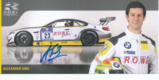 Alexander Sims  BMW  Auto Motorsport  Autogrammkarte original signiert 