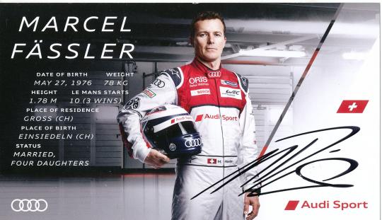 Marcel Fässler  Audi  Auto Motorsport  Autogrammkarte original signiert 