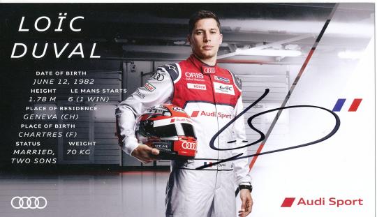 Loic Duval  Audi  Auto Motorsport  Autogrammkarte original signiert 