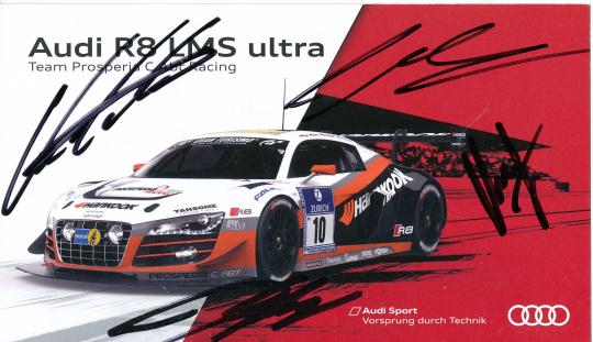 Christer Jöns & Niclas Kentenich & Dominik Schwager & Christopher Mies  Audi  Auto Motorsport  Autogrammkarte original signiert 