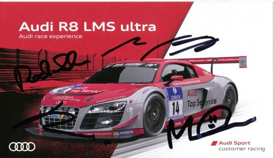 Micke Ohlsson & Rod Salmon & Ronnie Saurenmann & Mayr-Meinhof  Audi  Auto Motorsport  Autogrammkarte original signiert 