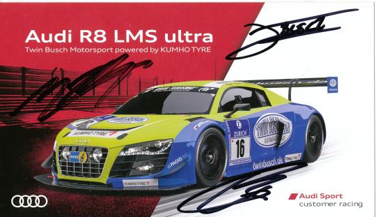 Dennis & Marc Busch & Christiaan Frankenhout  Audi  Auto Motorsport  Autogrammkarte original signiert 