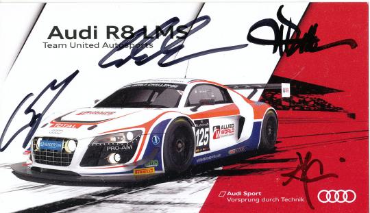 Alain Li & Mark Patterson & Will Bratt & Glynn Geddie  Audi  Auto Motorsport  Autogrammkarte original signiert 