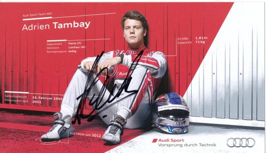Adrien Tambay  Audi  Auto Motorsport  Autogrammkarte original signiert 