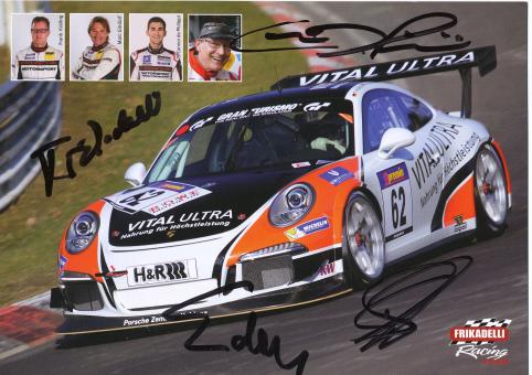 Frank Krähling & Marc Gindorf & Connor de Philippi & Klaus Abbelen  Auto Motorsport  Autogrammkarte original signiert 