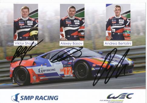 Viktor Shaytar & Andrea Bertolini & Alexey Basov  Auto Motorsport  Autogrammkarte original signiert 