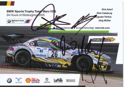 Dirk Adorf & Nick Catsburg & Augusto Farfus & Jörg Müller  BMW  Auto Motorsport  Autogrammkarte original signiert 