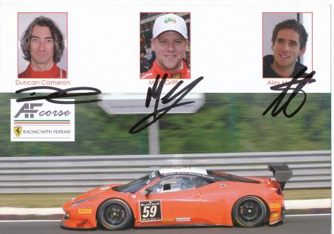 Duncan Cameron & Matt Griffin & Alex Mortimer  Ferrari  Auto Motorsport  Autogrammkarte original signiert 